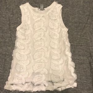 H&M blouse white raised flower size XS